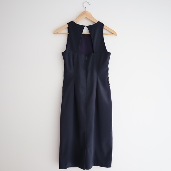 Satin Jewelled Open Back Midi Dress - Blue, Size S - Picture 2 of 5